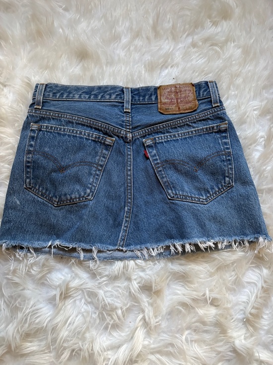 Levis Strauss Dresses & Skirts - Levi's Blue Vintage 501xx Denim Frayed Hem Mini Skirt